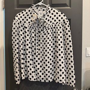 Maje Monochrome Polka Dot Blouse